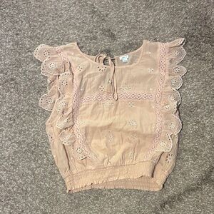 Aerie Blush Pink Eyelet Top